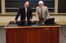 Olin MBA alum Greg Portell (AT Kearney) with Prof. Sparrowe address the Consulting and General Management Industry Seminar.