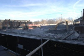 Demolition of the southwest corner of Millbrook Garage took place in January 2012. Photo by Joe Angeles