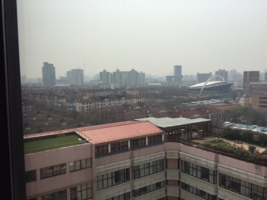 View from the School of Management at Fudan University 8th floor classroom suite. 