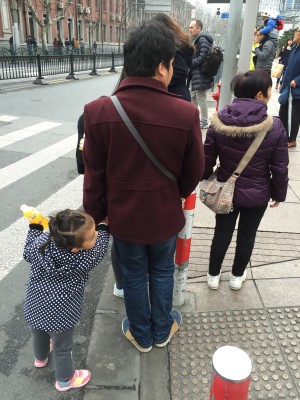 Shanghai family on Nanjing Road. 