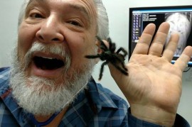 Dr. Doug and a Pink-toed Tarantula.