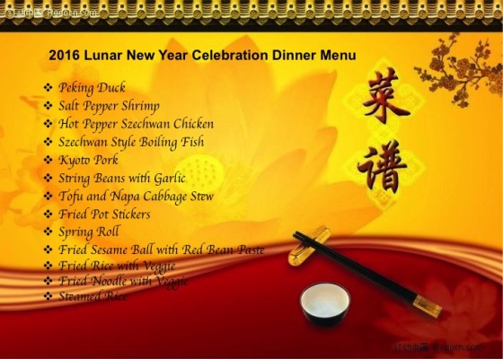 Lunar new year menu