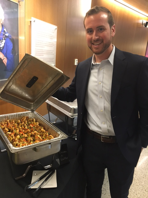 Student at Olin Marketing Association networking event