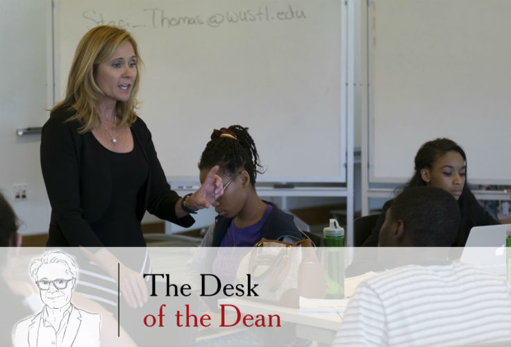 Staci Thomas is one of the Olin faculty members who has grown accustomed to "flipping the classroom" — assigning "knowledge transfer" to the homework and spending classroom time on interactive projects and engagement.