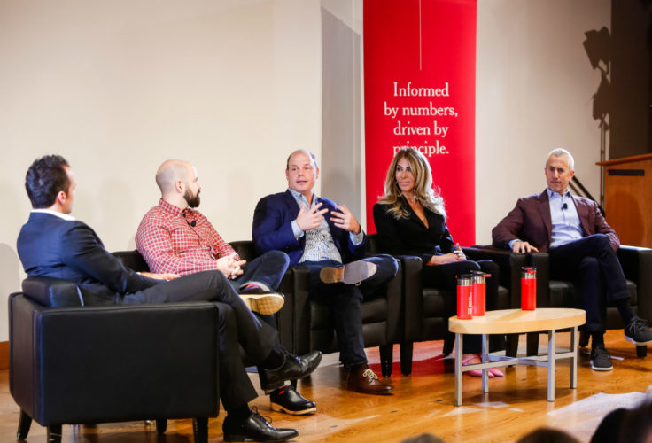 Moderator Peter Boumgarden with Gerard Craft, Kevin Nashan, Zoë Robinson and Danny Meyer.