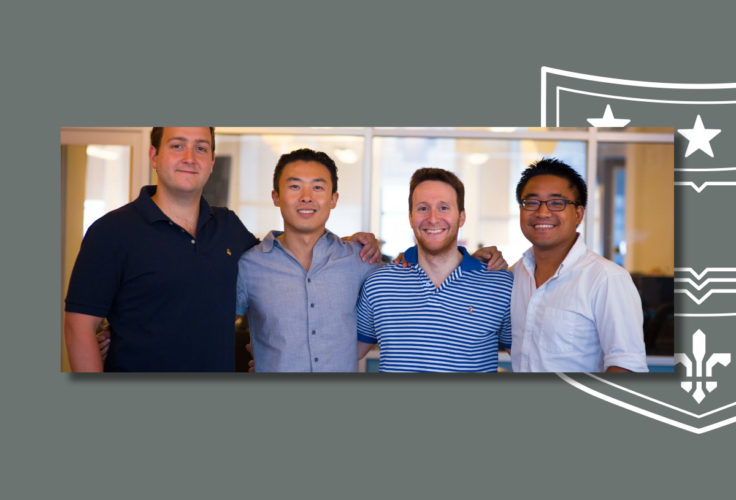 Bill Kindle along with WashU alums Ryan Hwang, Jeremy Friedman and Timothy Trinidad — who developed the social networking site that helps keep kids focused on their studies.﻿