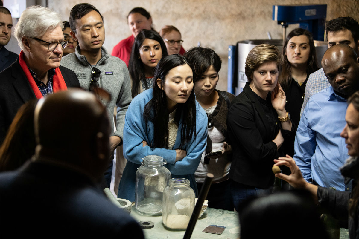 Olin MBA students learn the process of biodynamic farming at Gramona winery in Barcelona during their March 9-16, 2019, global business immersion trip.